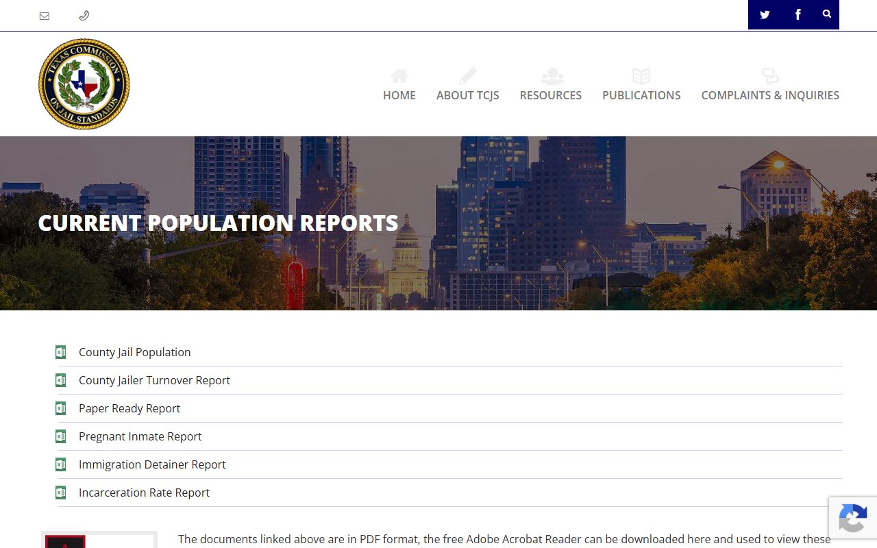 TCJS population reports for Crosby County Jail capacity and inmate population